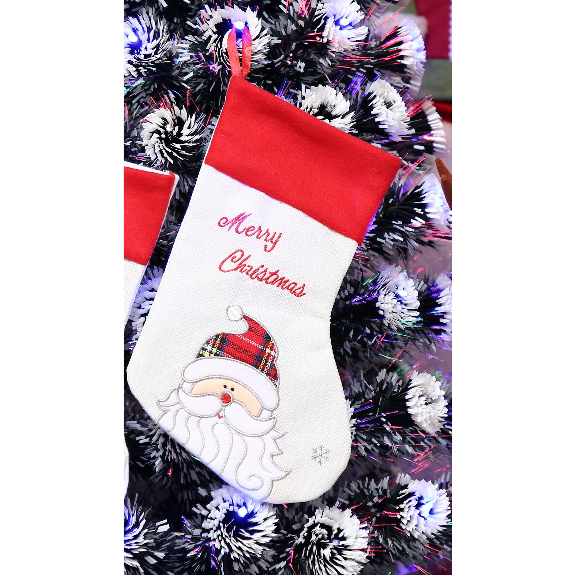 Ciorap Cadouri, culoare alba, imprimeu Mos Craciun, marimea 16x30 cm,  [3]