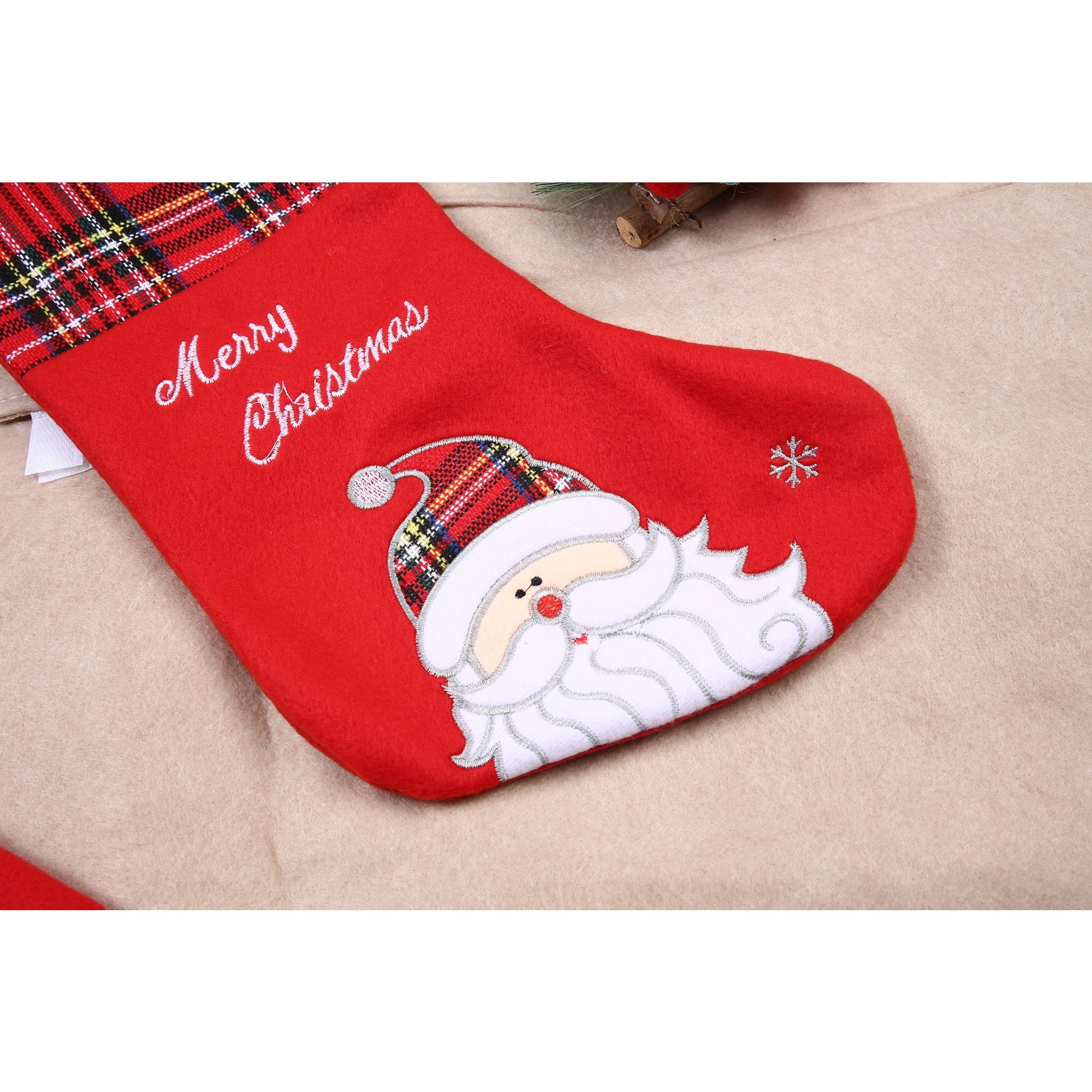 Ciorap Cadouri, culoare rosie, imprimeu Mos Craciun ,marimea 15x30 cm,  [4]