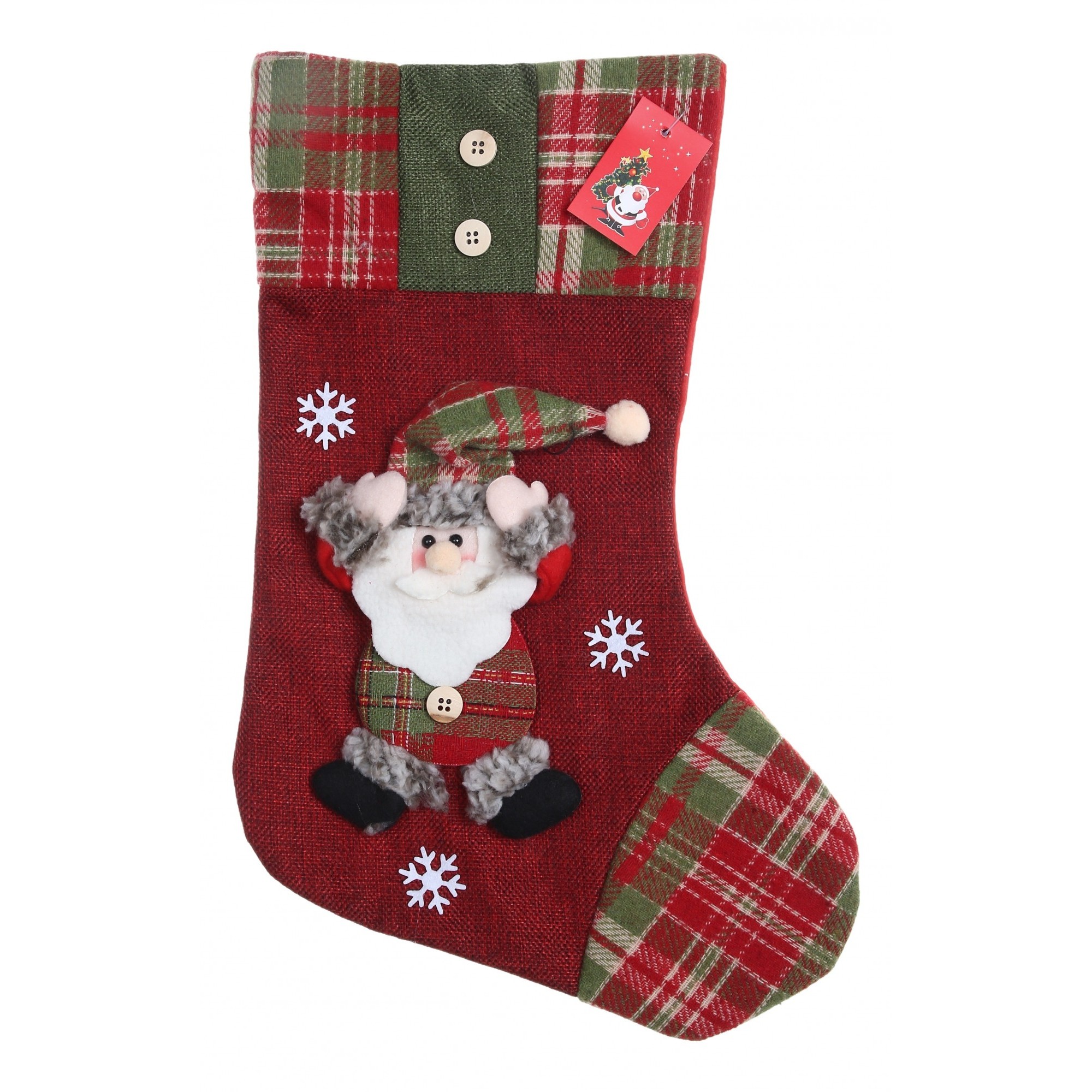 Ciorapi Craciun - Ciorap Cadouri,,cu model Mos Craciun,rosu, marimea 20x30 cm, textil, interior