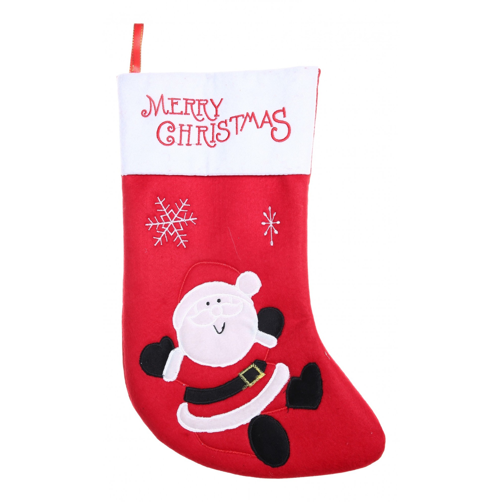 Ciorapi Craciun - Ciorap Cadouri, ,cu model Mos Craciun, rosu, marimea 20x40 cm, textil, interior