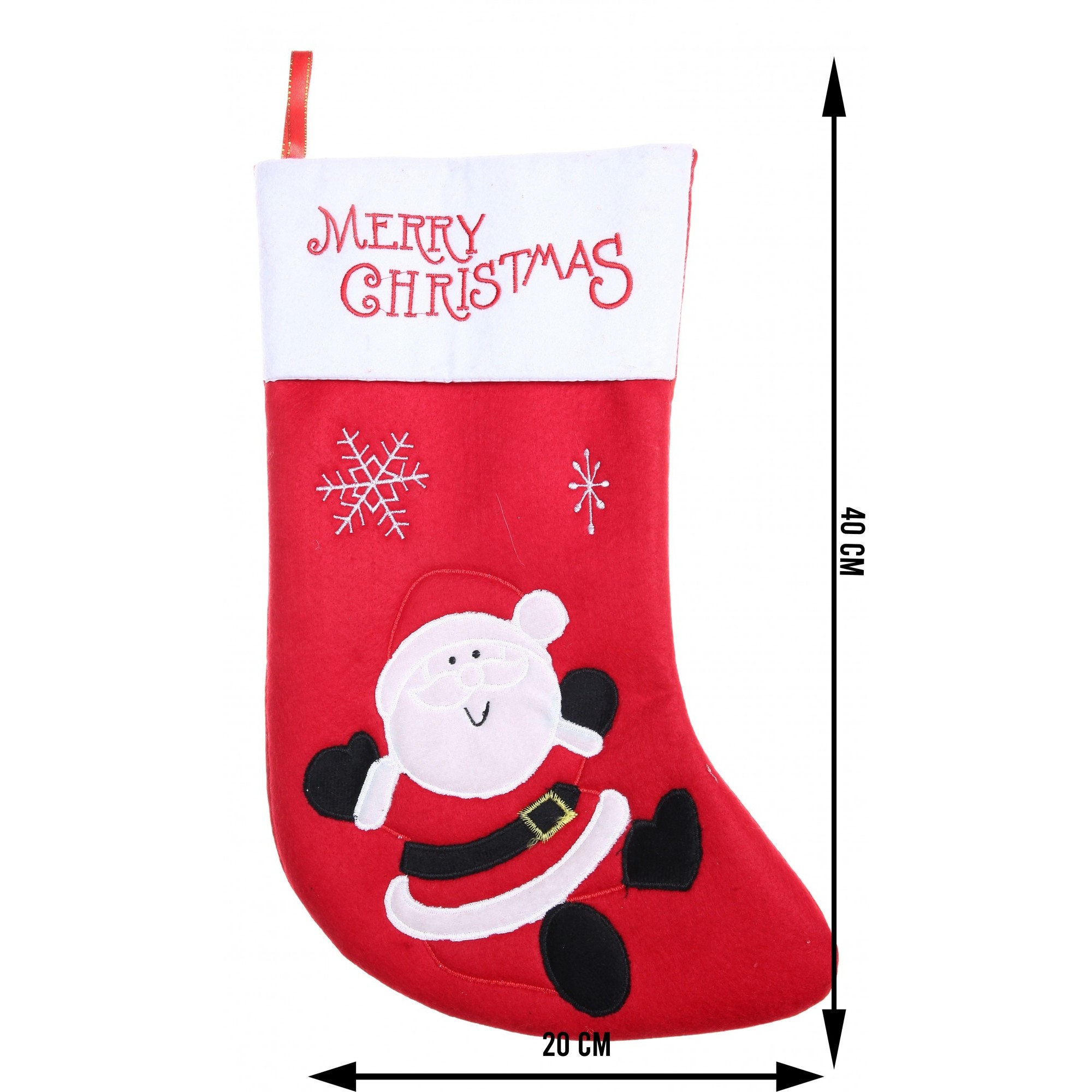 Ciorap Cadouri, ,cu model Mos Craciun, rosu, marimea 20x40 cm, textil, interior [6]