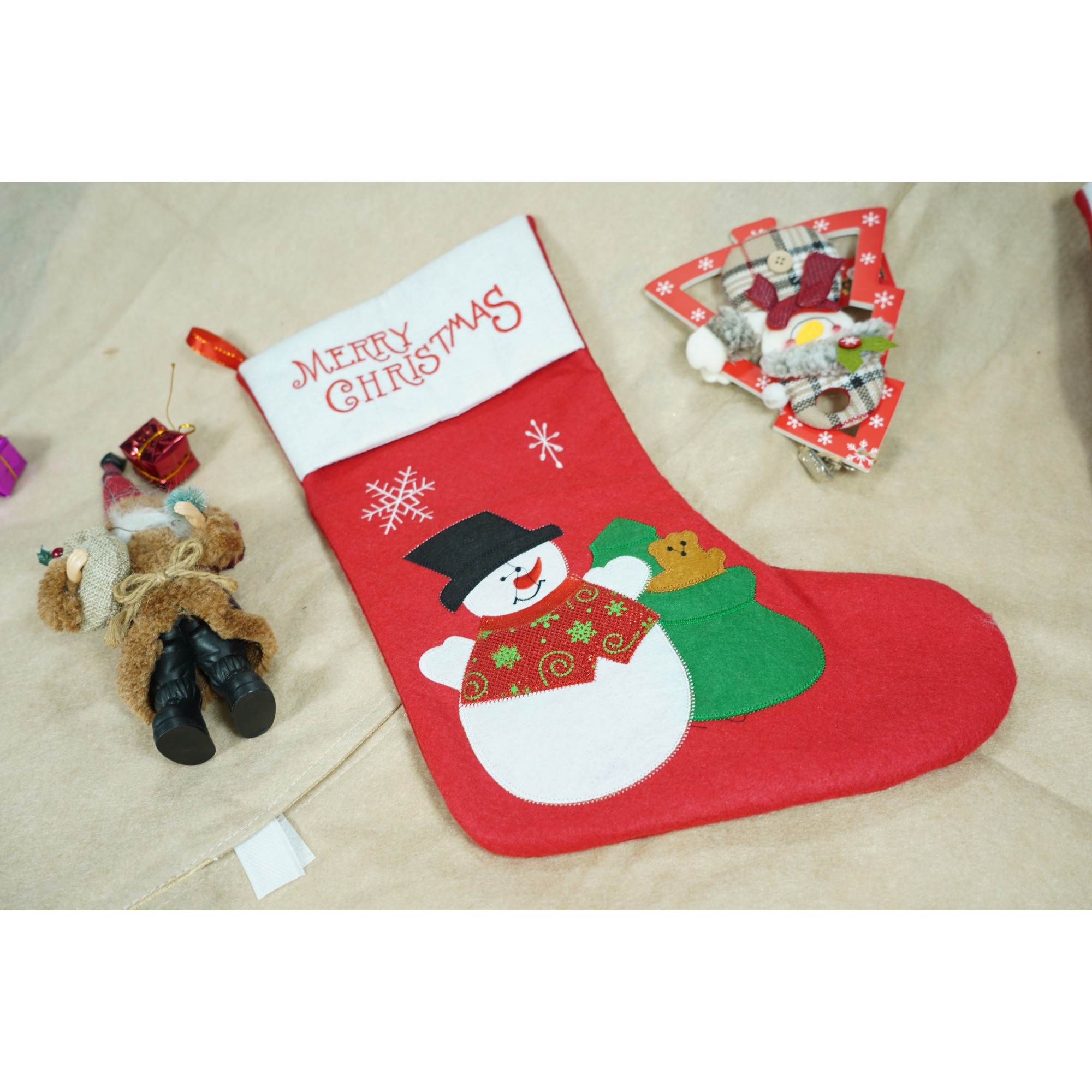 Ciorap Cadouri, ,cu model om de zapada,rosu, marimea 19x38 cm, textil, interior [2]
