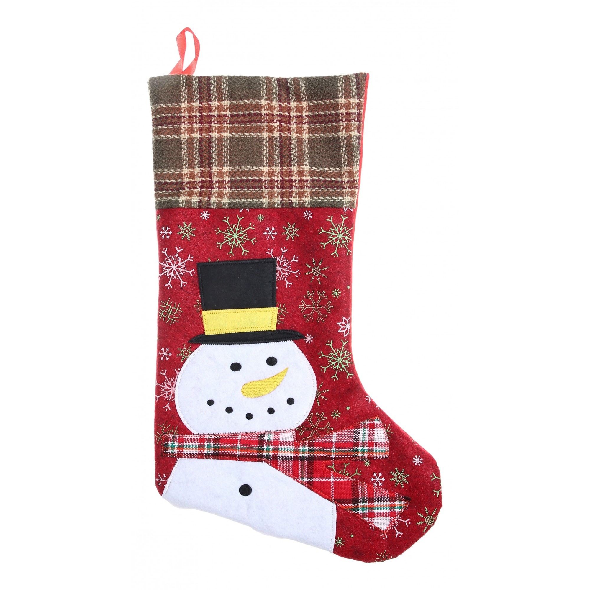 Ciorapi Craciun - Ciorap Cadouri,,cu model om de zapada, rosu, marimea 20x40 cm, textil, interior