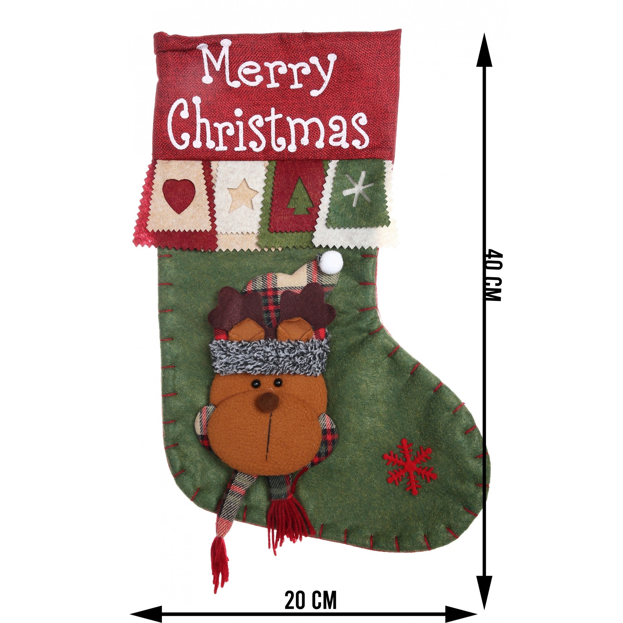 Ciorap Cadouri, ,cu model ren,verde, marimea 20x40 cm, textil, interior [5]