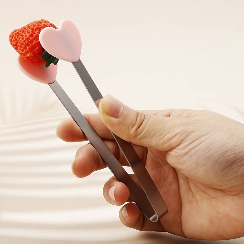 Cleste Creativ pentru Mancare, , Model Inimioare din Silicon, 14.5x3 cm, Rezistent la Temperaturi Inalte si Coroziune, Roz [4]