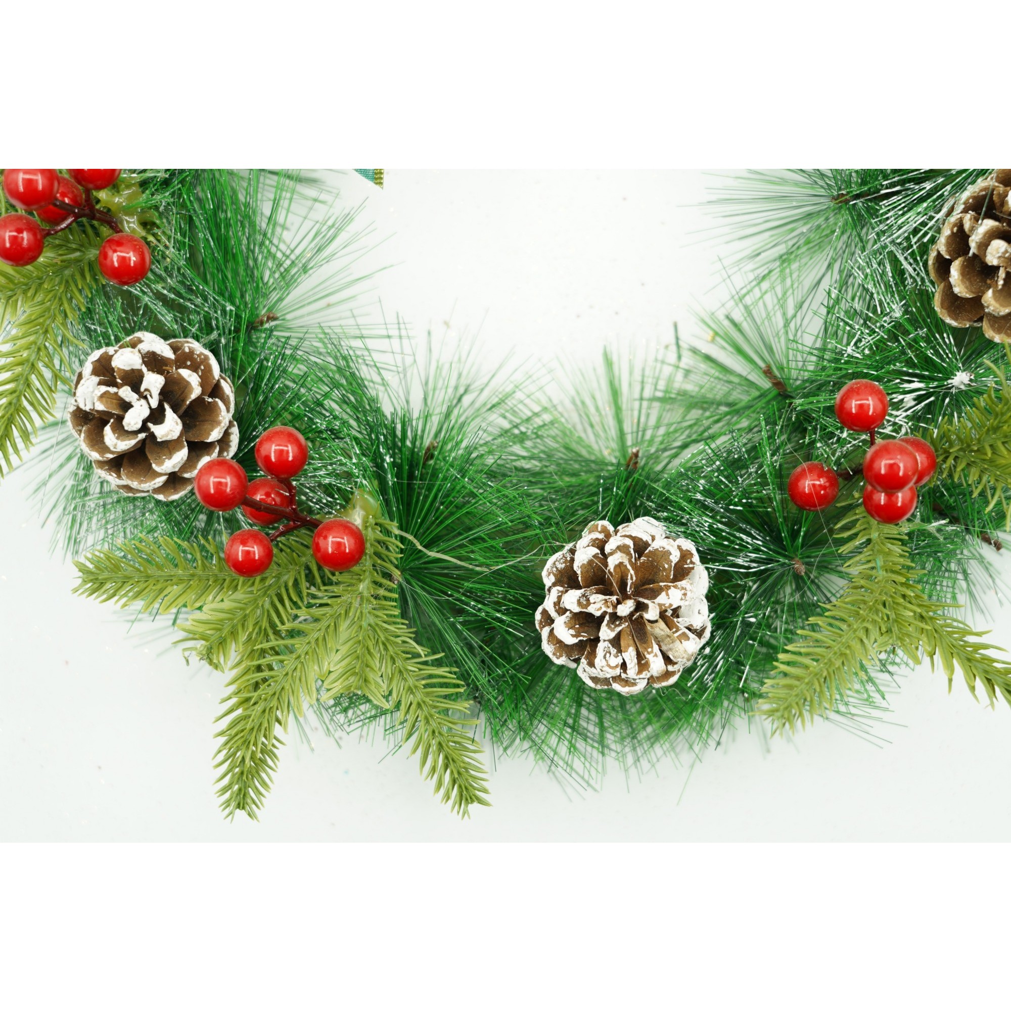 Coronita de Craciun pentru usa, Rosu/Verde, 40 cm, PVC, Artificiala, Decorata, Interior/Exterior,  [3]