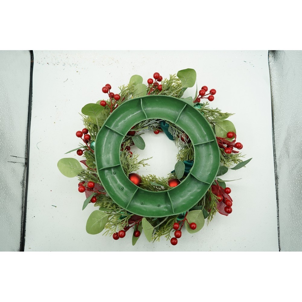 Coronita de Craciun pentru usa, Verde/Rosu, 40 cm, PVC, Artificiala, Decorata, Interior/Exterior,  [10]