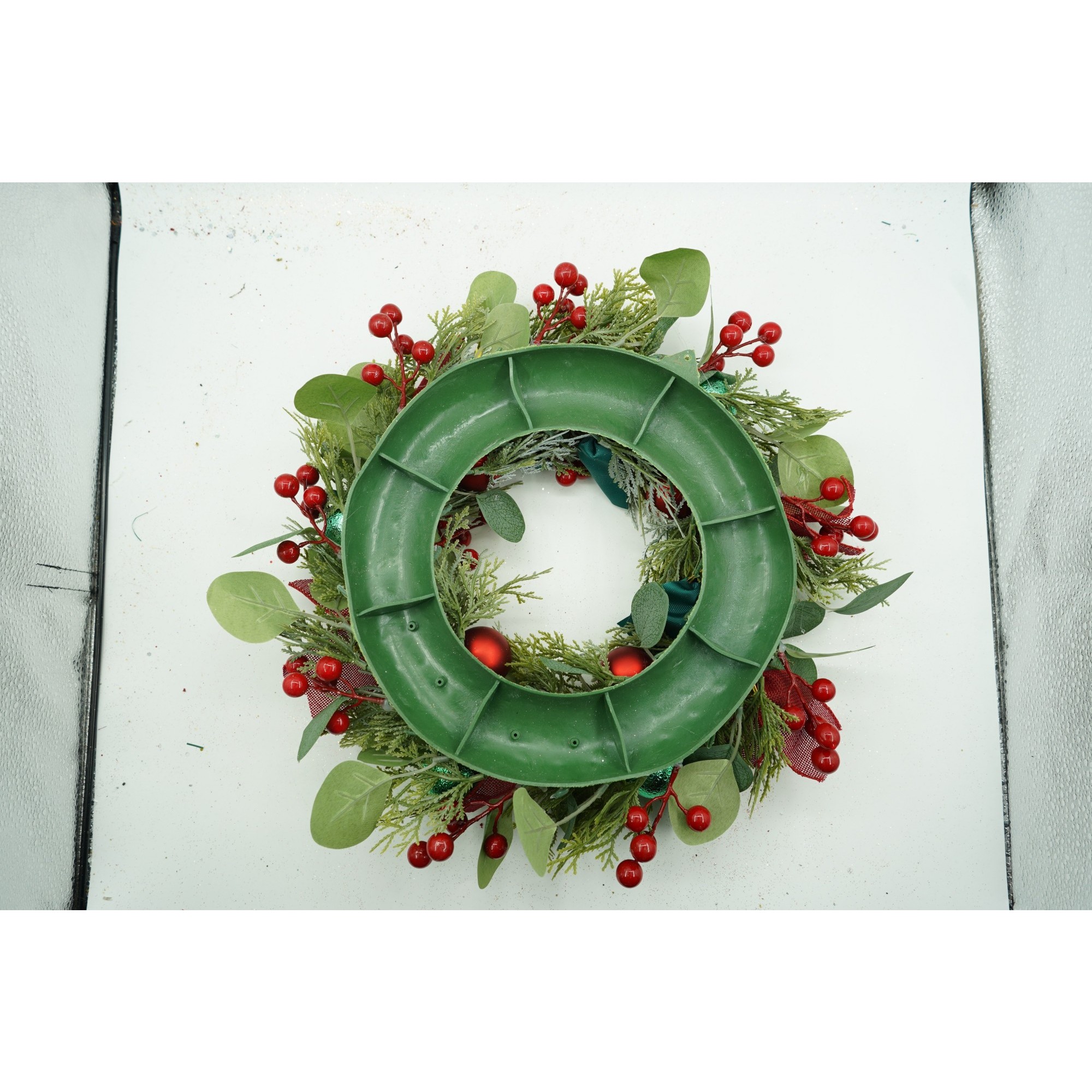 Coronita de Craciun pentru usa, Verde/Rosu, 40 cm, PVC, Artificiala, Decorata, Interior/Exterior,  [5]