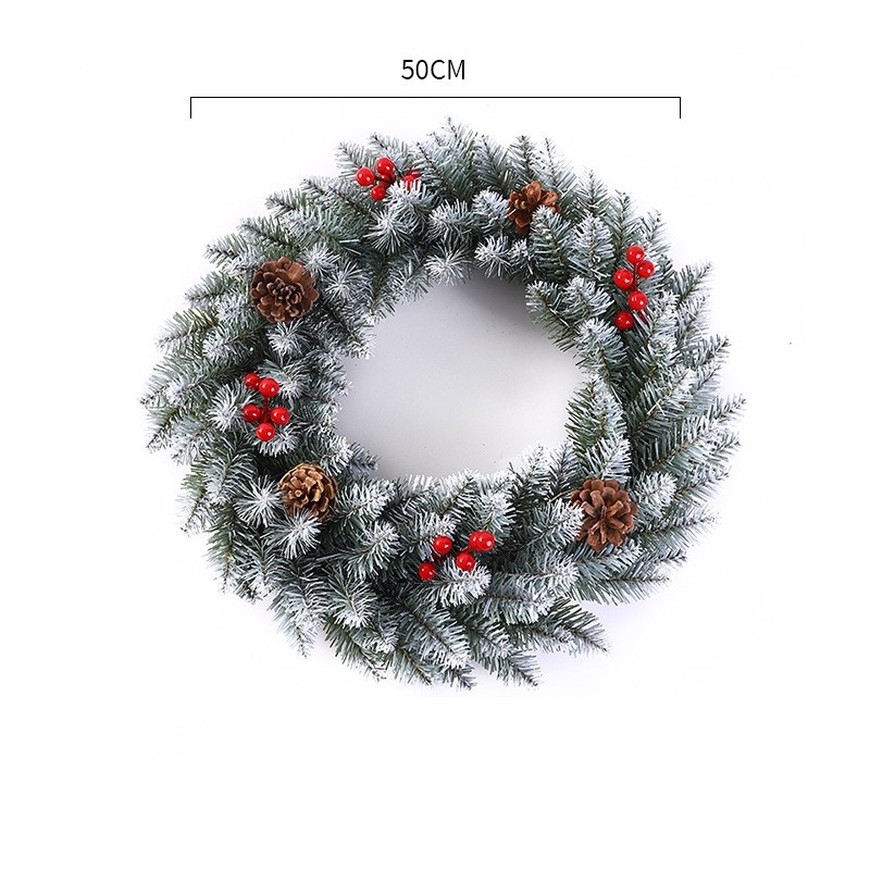 Coronita pentru Craciun , 50 cm, din brad artificial, decorata cu conuri si merisoare, Alb [4]