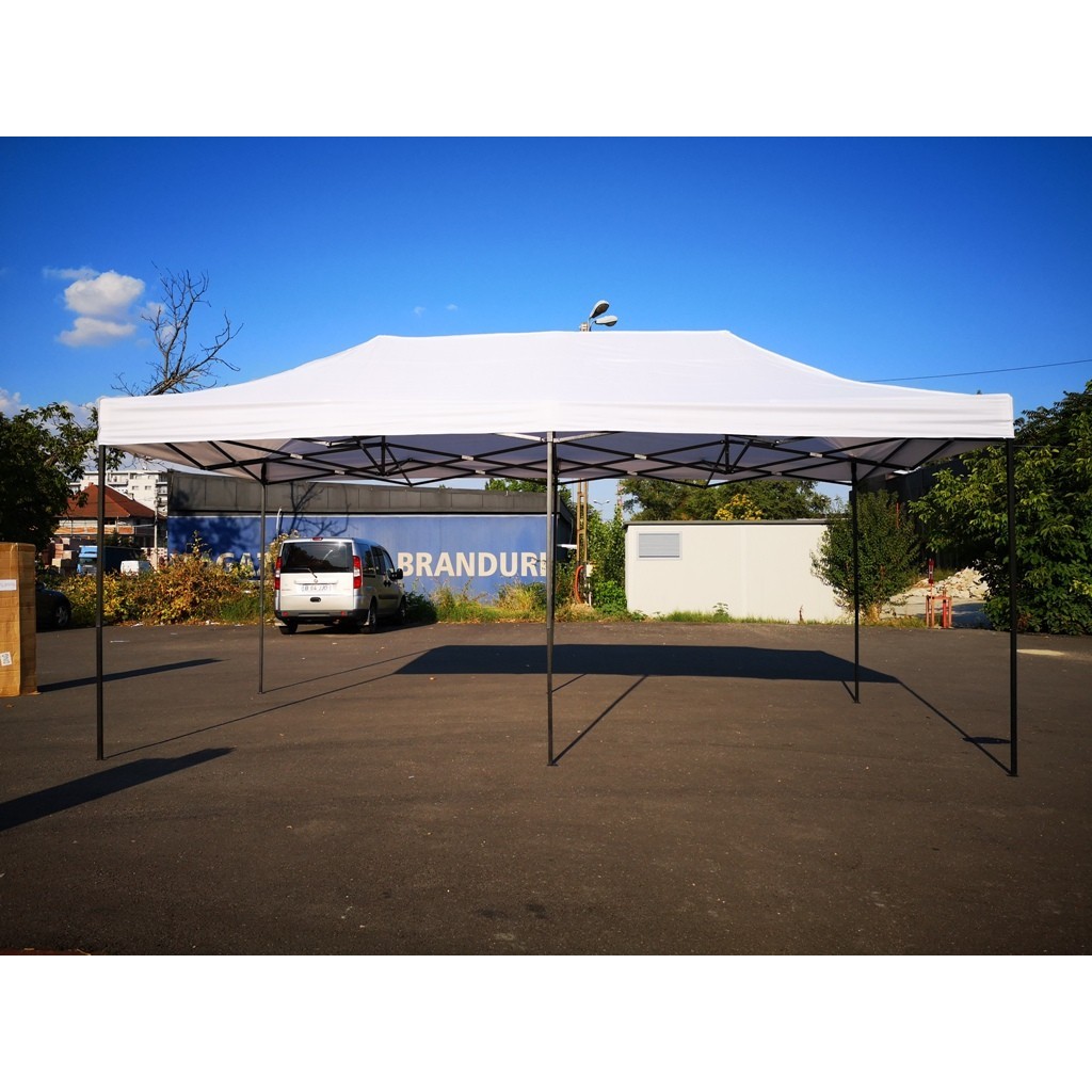 Cort Pavilion 3x6m Alb Pliabil Cadru Metal pentru Curte, Gradina, Evenimente [4]