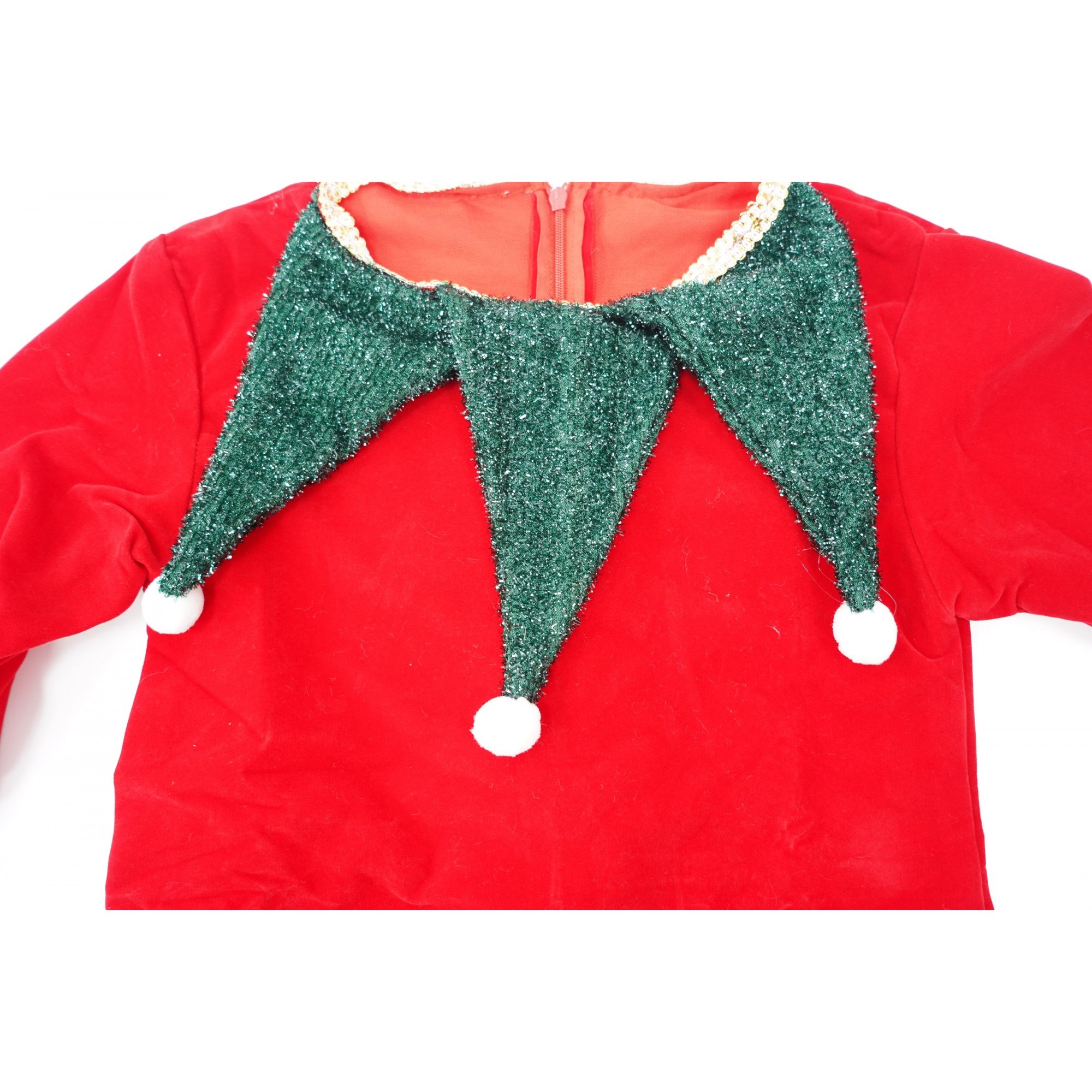 Costum Craciun, , Spiridus, rosu, 7 - 9 ani, catifea [2]