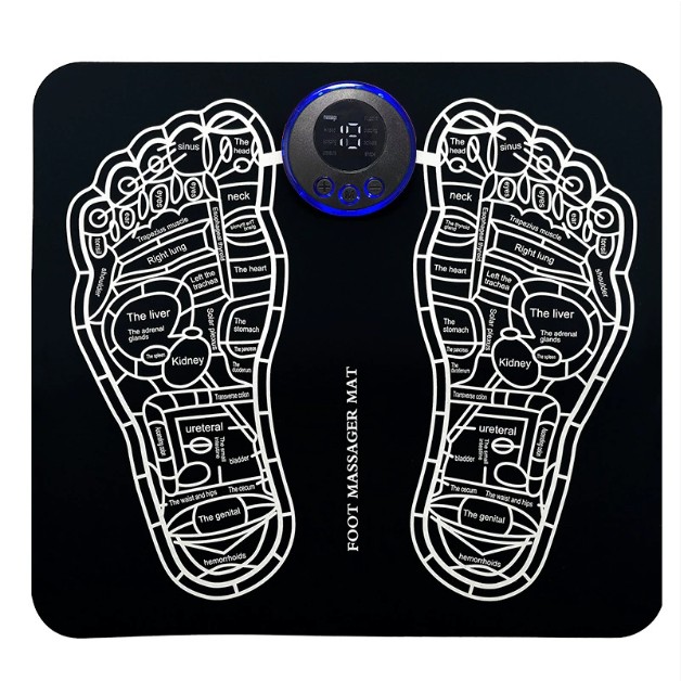 Diverse Casa - Covoras de Masaj pentru Picioare, EMS, 4 Niveluri de Intensitate, Incarcare USB, Ecran LED, Telecomanda Inclusa, Negru