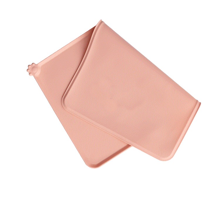 Covoras din silicon pentru animale , pentru bol de apa si mancare, antiderapant, margini ridicate pentru a mentine apa, 48.5x30 cm, Roz [3]