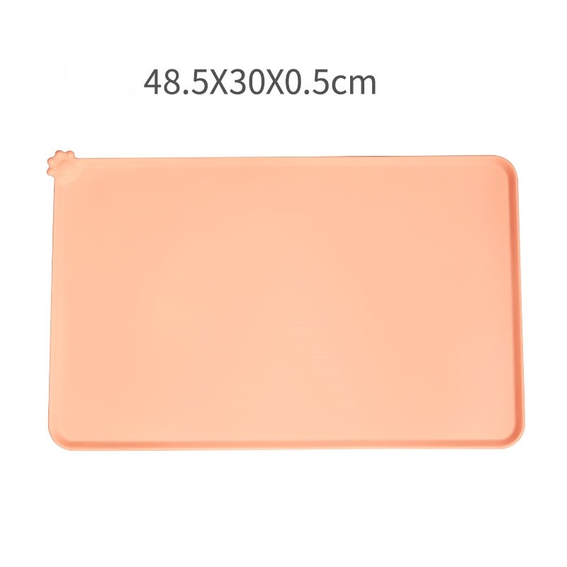 Covoras din silicon pentru animale , pentru bol de apa si mancare, antiderapant, margini ridicate pentru a mentine apa, 48.5x30 cm, Roz [4]