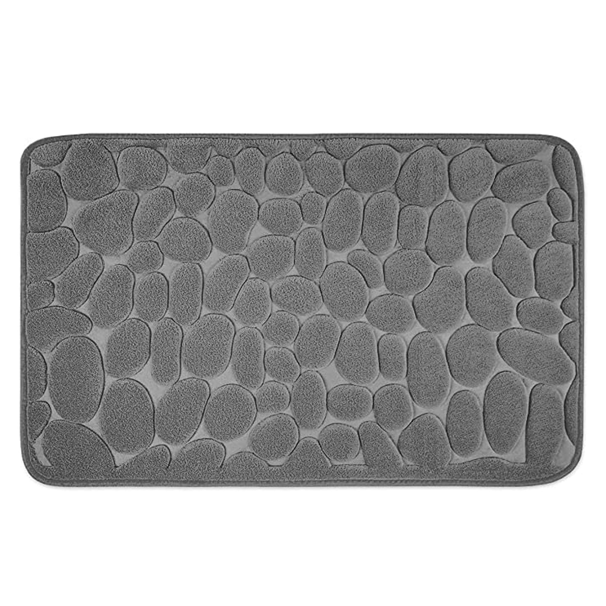 Articole pentru baie - Covoras pentru Baie Antiderapant, , Uscare Rapida, Model 3D Piatra, 40x60 cm, Gri
