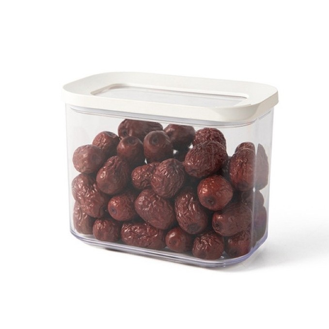 Organizatoare si Depozitare Bucatarie - Cutie de Depozitare Alimente, , 1L, Capac Alb, din ABS+Silicon, 14.5 x 9 x 11.3 cm, Transparent