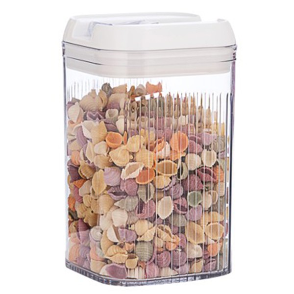 Organizatoare si Depozitare Bucatarie - Cutie de Depozitare Alimente, , Cutie pentru Bucatarie, Cutie pentru Condimente, din PET ABS Silicon, 12.5 x 12.5 x 21.5 cm, 534 g, 2L, Transparent alb