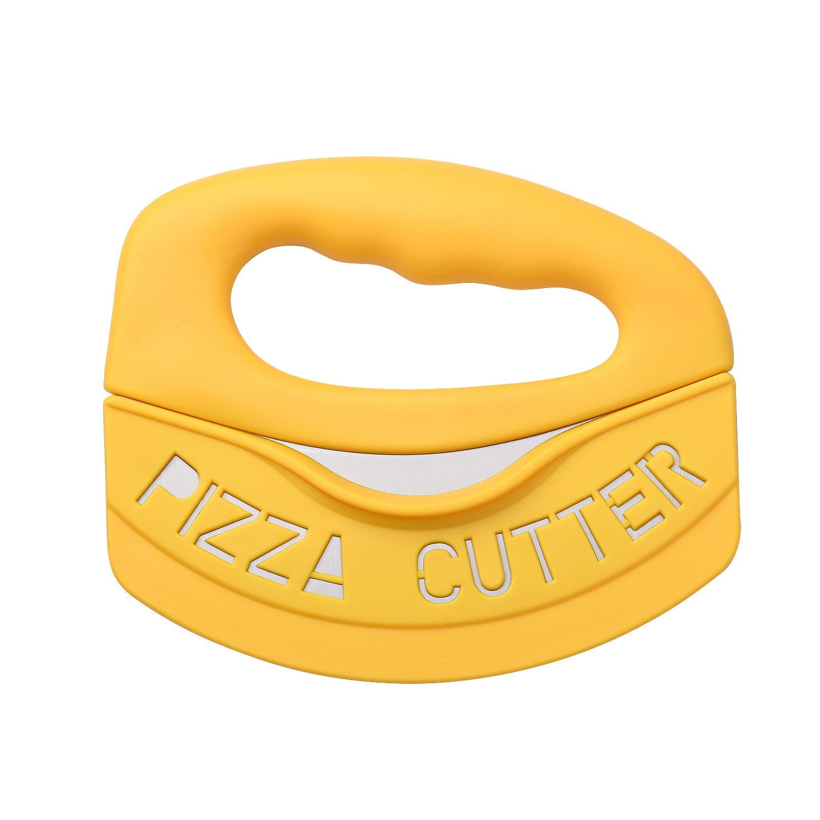 ✨TOATE PRODUSELE✨ - Cutit pentru taiat pizza , cu protectie din silicon pentru lama, inox, 15.5 cm, galben
