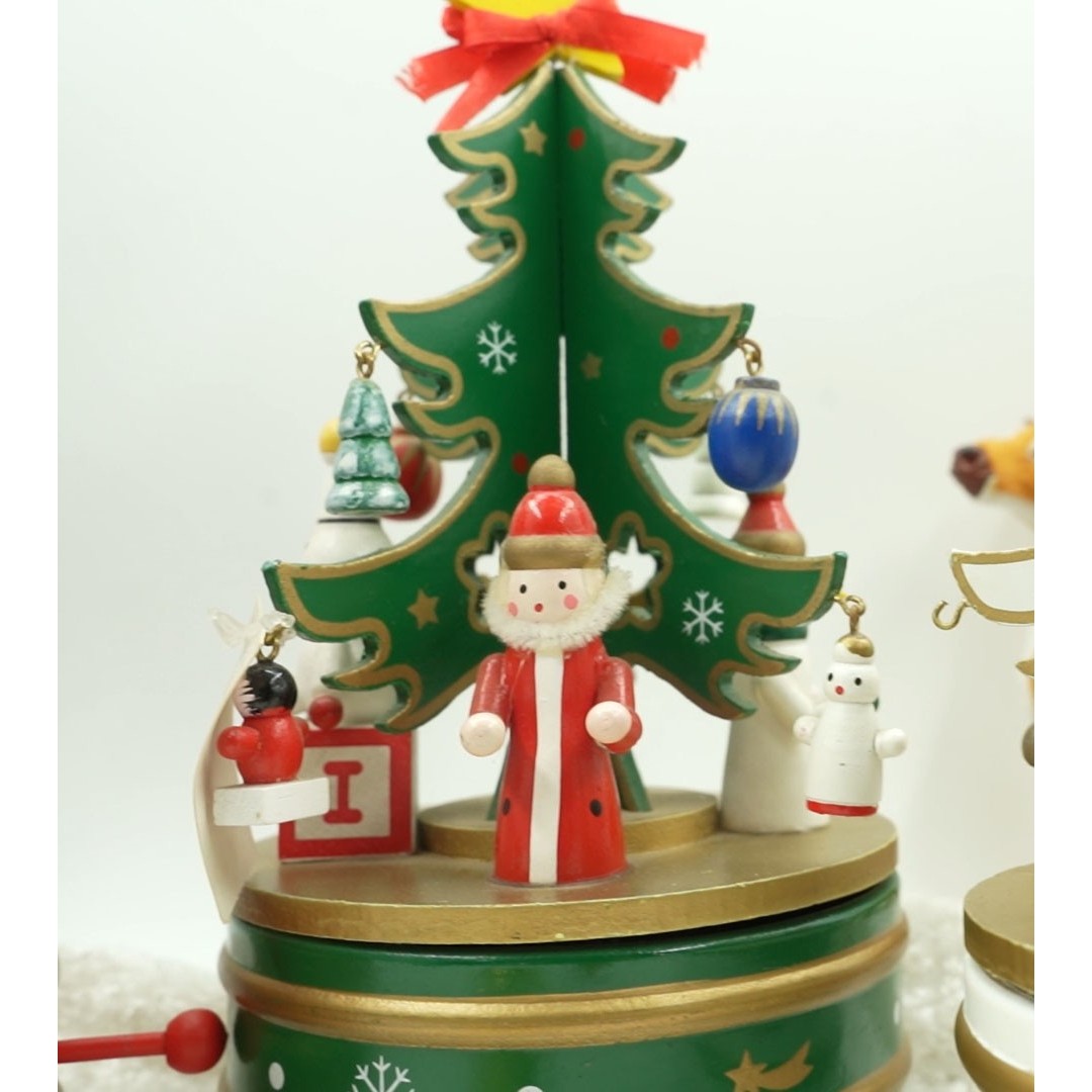 Cutiuta muzicala decorata de Craciun Bradut, Verde, din Lemn, 12 cm x 22 cm, Interior,  [5]