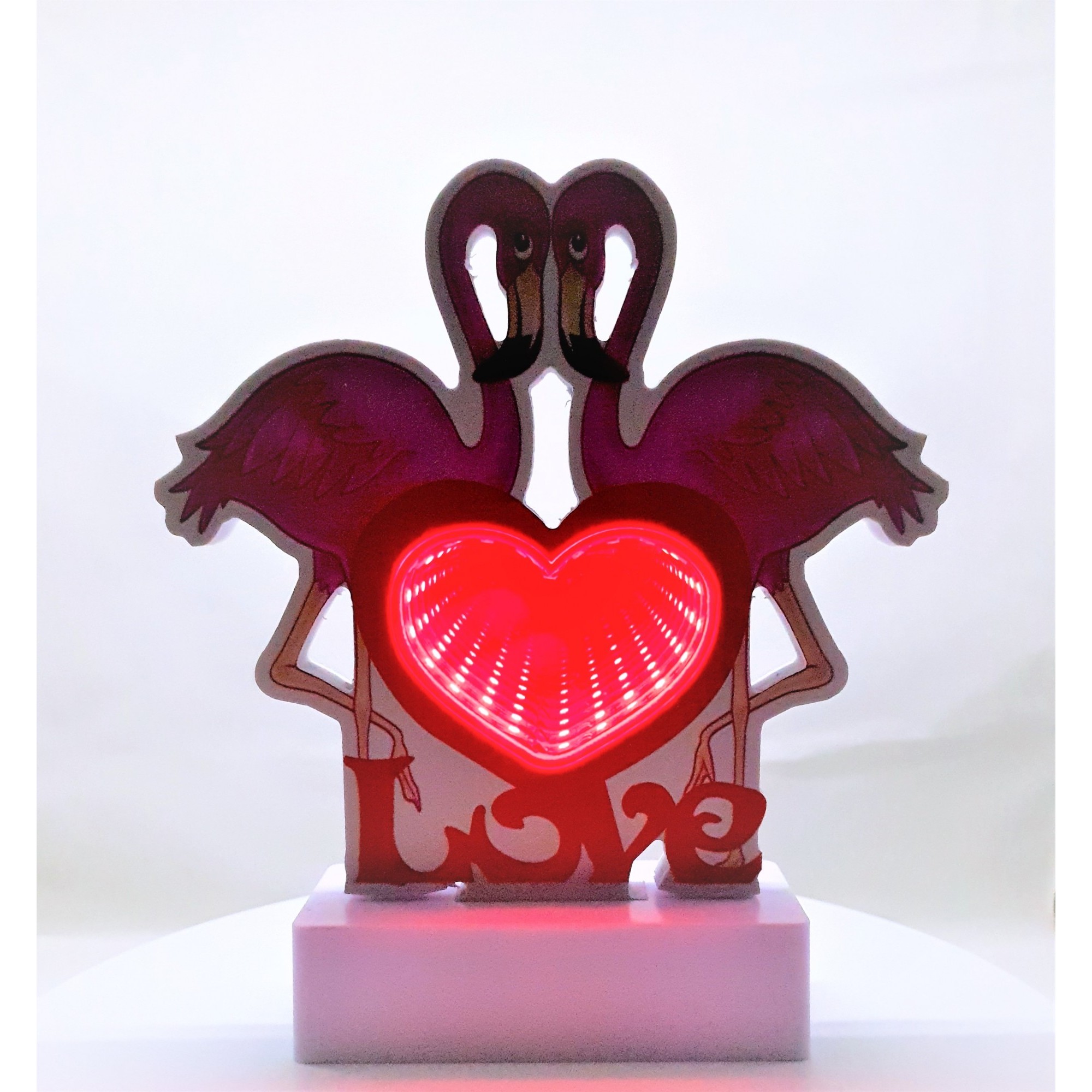 Decoratiune Luminoasa cu Baterii/Cablu Neon Flamingo Love 20 cm Alb Rece [3]