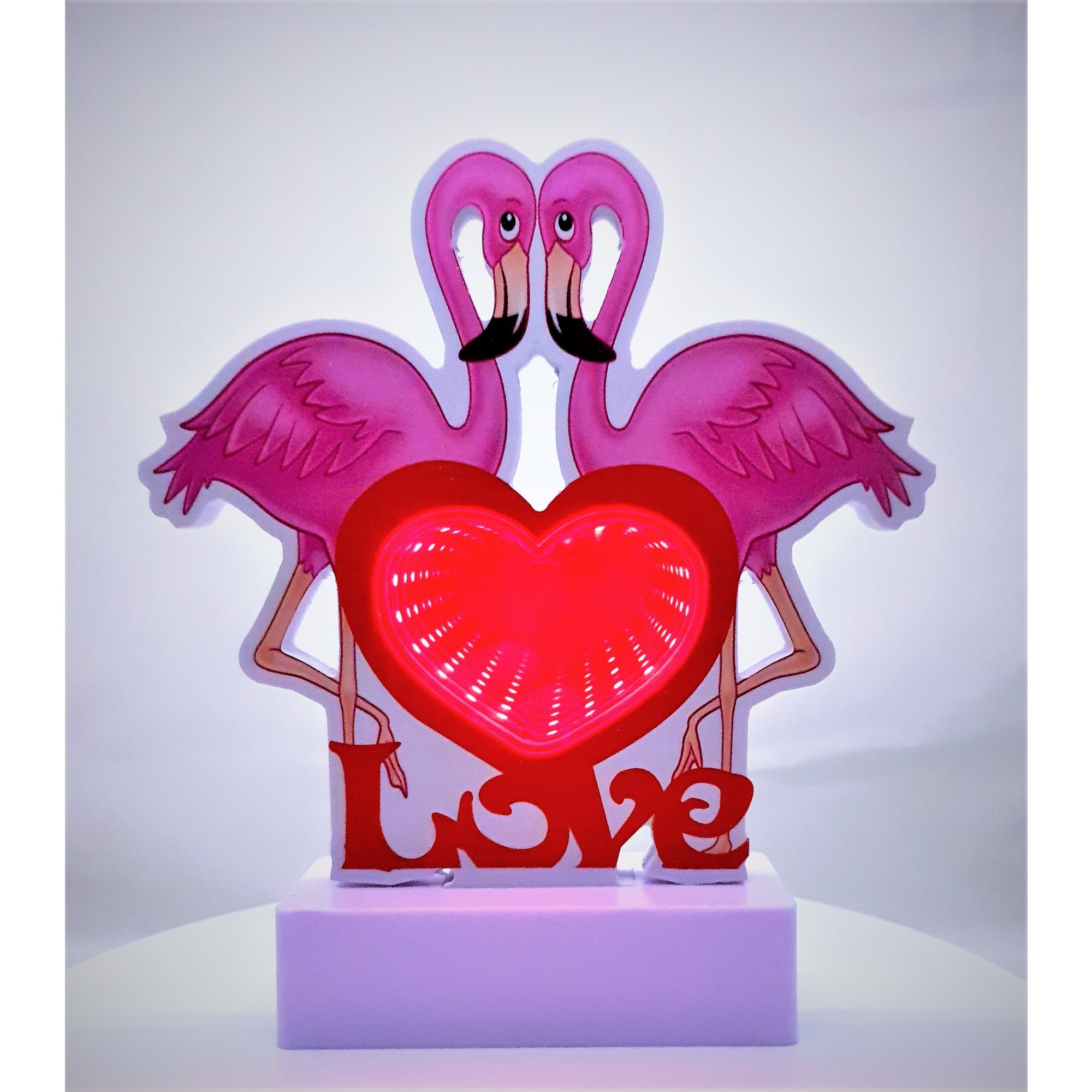 Decoratiune Luminoasa cu Baterii/Cablu Neon Flamingo Love 20 cm Alb Rece [2]