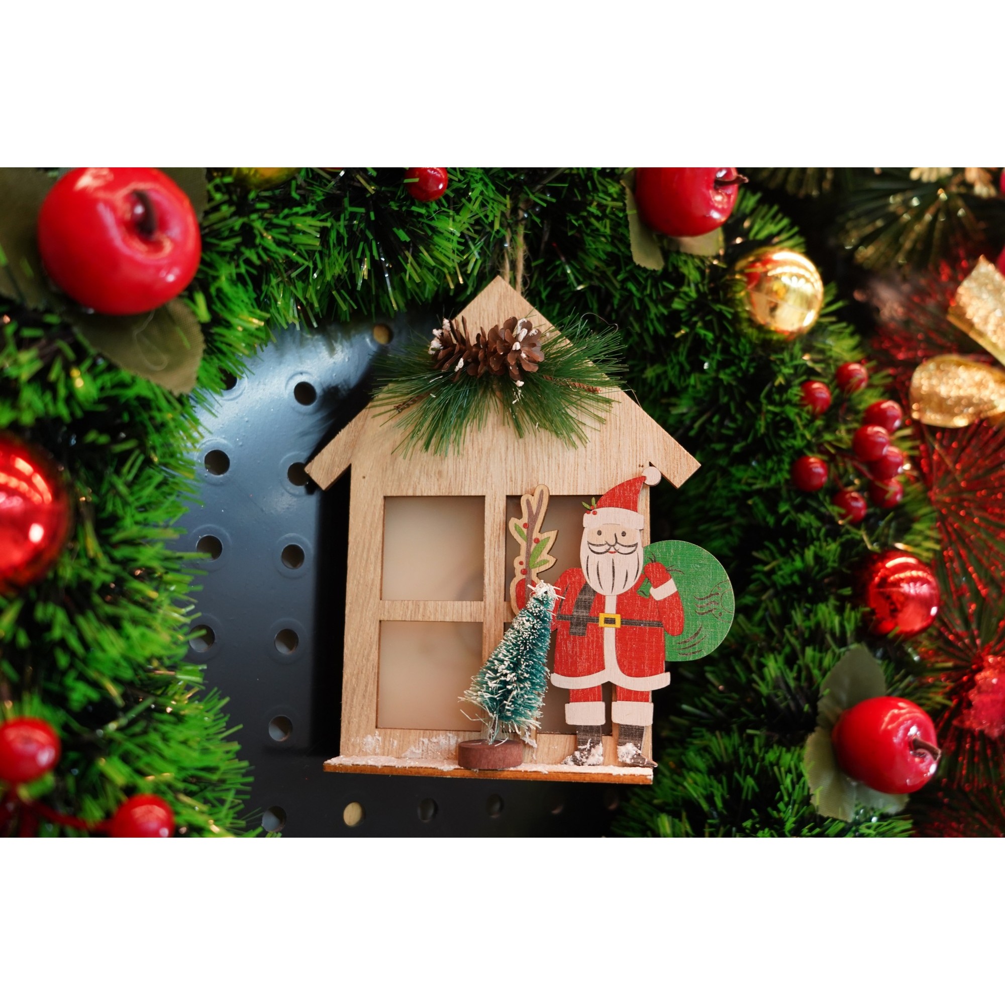 Decoratiune luminoasa, , Mos Craciun, maro, lungime: 13 cm, latime: 5 cm, inaltime: 17 cm, lemn, interior/exterior [3]