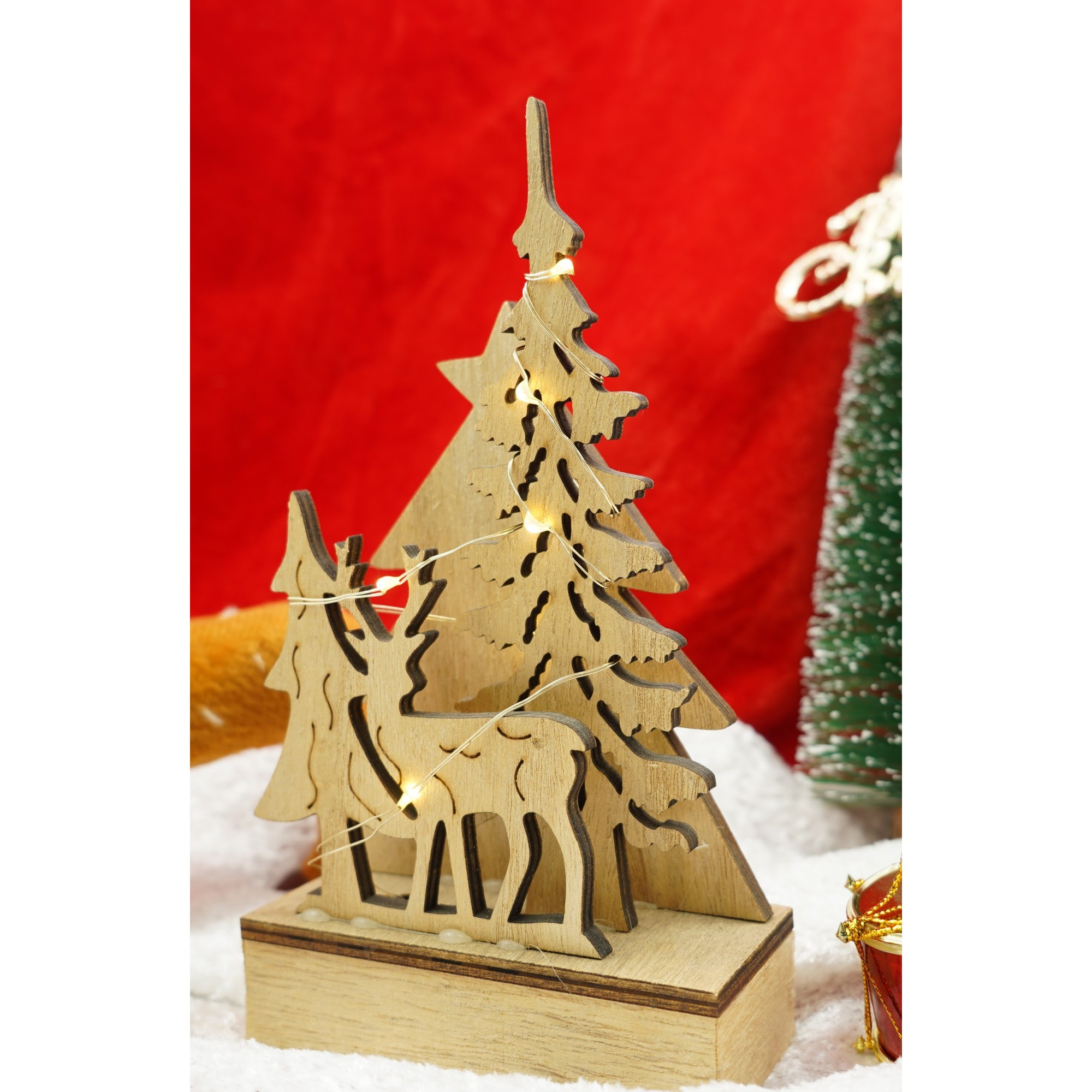 Decoratiune luminoasa, peisaj de iarna, maro, lungime: 11 cm, latime: 5 cm, inaltime: 19 cm, lemn, interior/exterior [2]