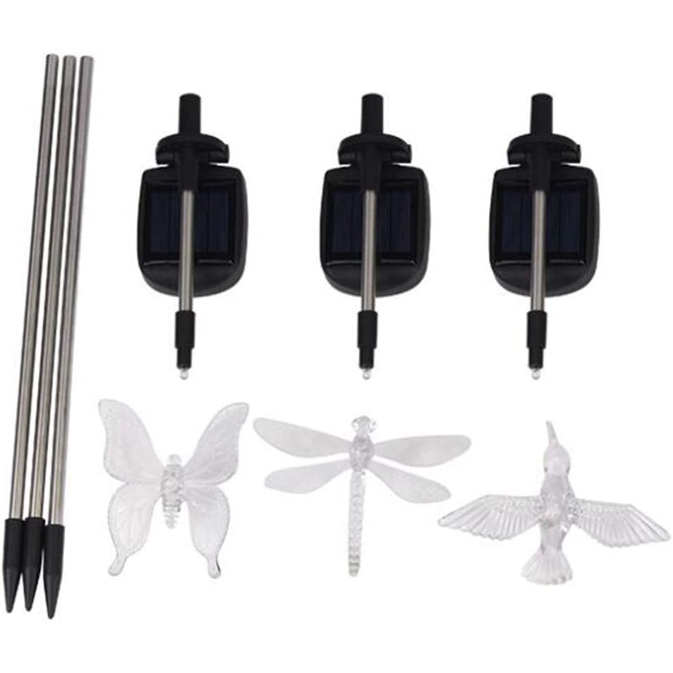 Set 3 Lampi Solare LED tip pasare-fluture-libelula, Inaltime 43 cm, , Multicolor [2]