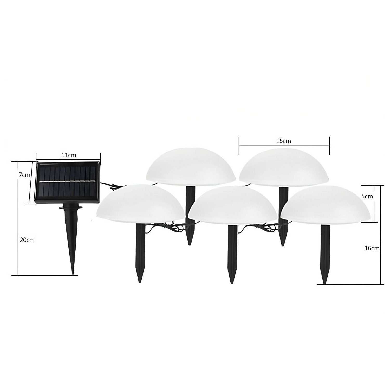 Decoratiune pentru gradina, lampi solare in forma de ciuperca, 5 ciuperci, alb rece [5]