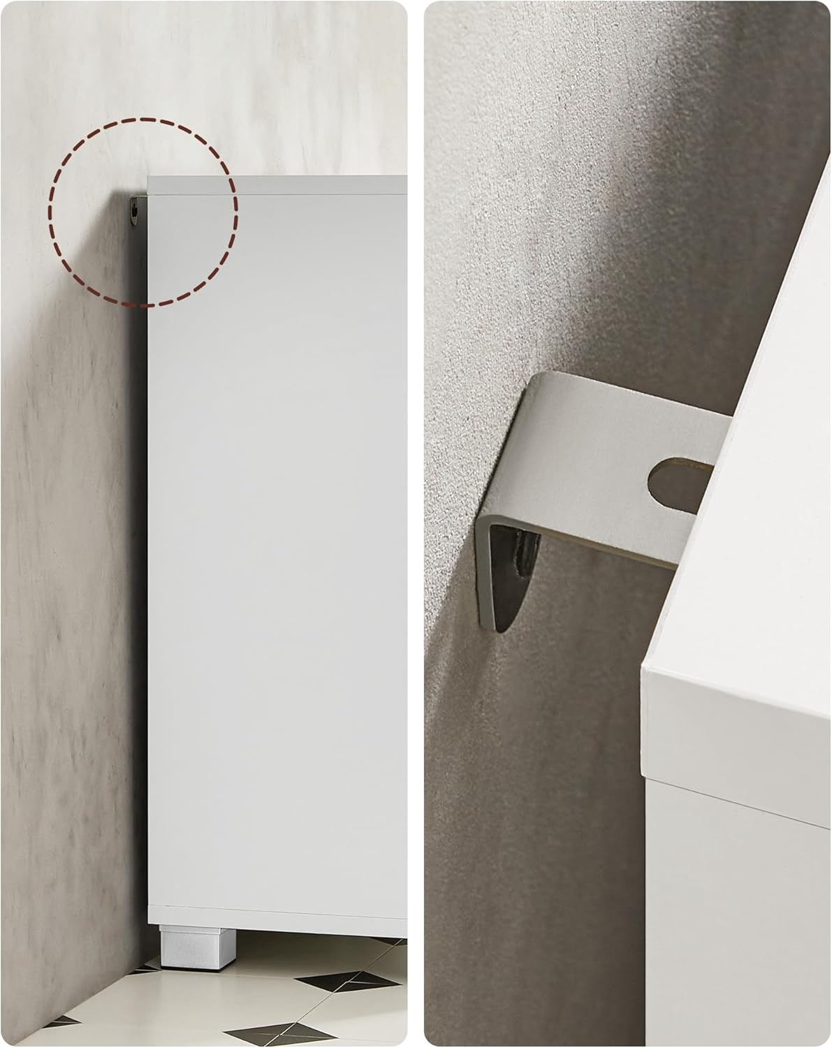 VASAGLE Dulap lavoar baie cu 3 sertare si 2 compartimente, MDF, 30x70x64 cm, alb [4]