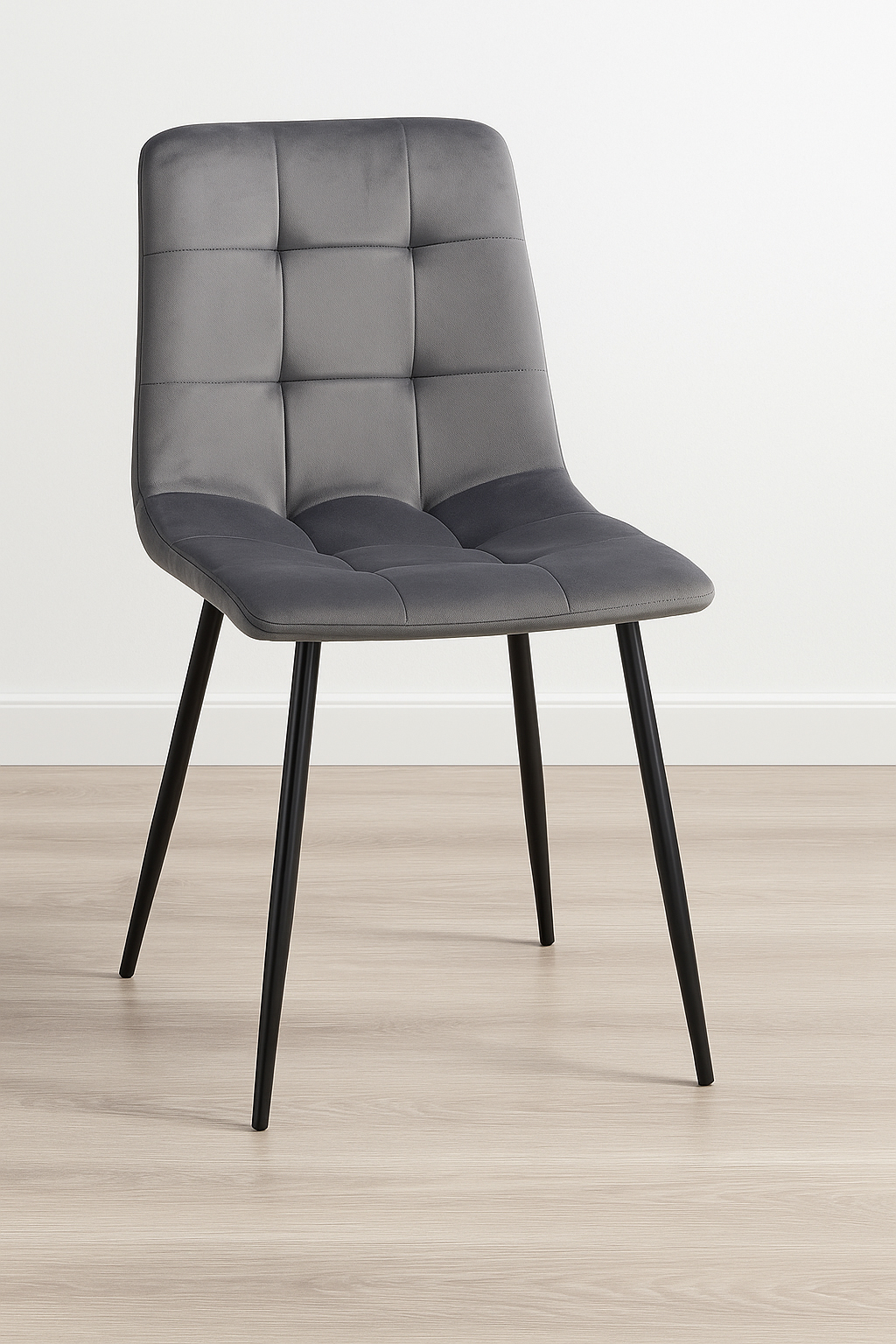 Scaun living tapitat cu catifea, spatar matlasat, 44x54x89 cm, gri [3]