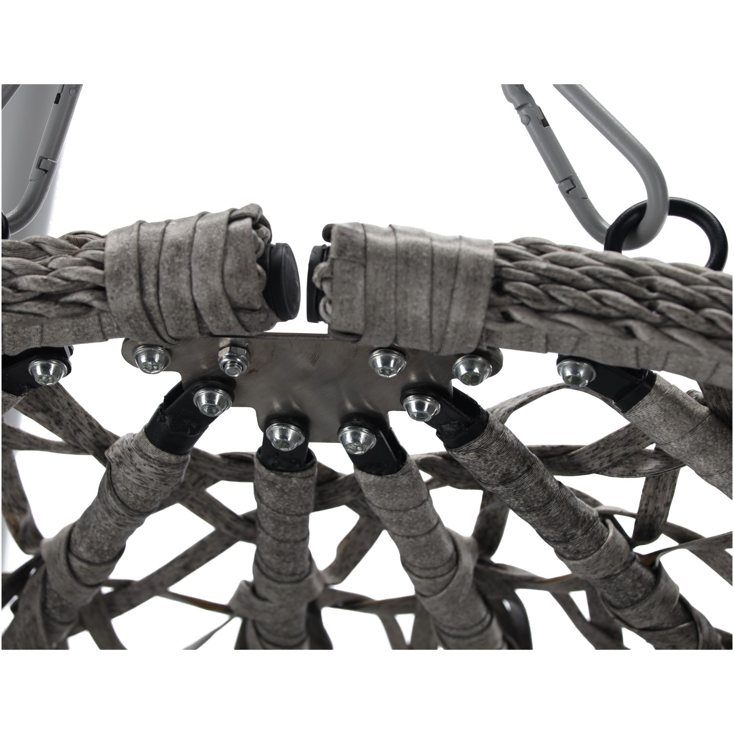 Leagan tip cuib suspendat, cu perna, cadru metalic si cos PE, 103x95x185 cm, gri [5]