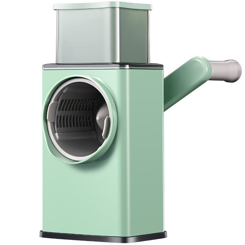 Ustensile pentru Bucătărie - Feliator manual pentru legume , 3 lame din otel inxodabil, 3 tipuri de feliere, material carcasa ABS, latime maxima feliere 4 mm, baza de tip ventuza, usor si sigur de utilizat, 28.5 x 9,2 x 13.5 cm, verde