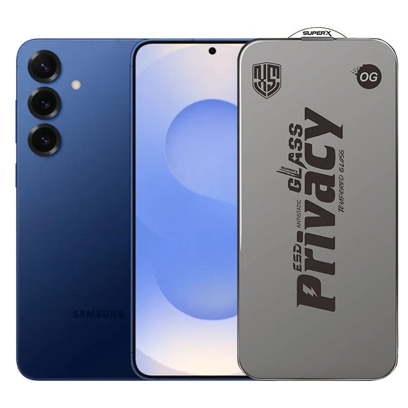 ✨TOATE PRODUSELE✨ - Folie de Protectie pentru Samsung Galaxy S25+, , Sticla Securizata ESD Antistatica, Super-X Privacy OG, Margini Negre, 0.30 mm, Transparent Inchis