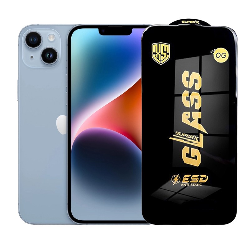 ✨TOATE PRODUSELE✨ - Folie de Protectie pentru iPhone 14 Plus, , Sticla Securizata ESD, Margini Negre, Rezistenta la Zgirieturi, Antistatica, 0.35 mm, Transparenta