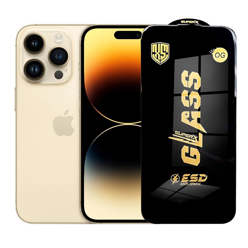 ✨TOATE PRODUSELE✨ - Folie de Protectie pentru iPhone 14 Pro, , Sticla Securizata ESD, Margini Negre, Rezistenta la Zgirieturi, Antistatica, 0.35 mm, Transparenta