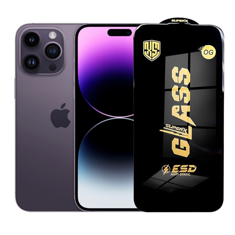 ✨TOATE PRODUSELE✨ - Folie de Protectie pentru iPhone 14 Pro Max, , Sticla Securizata ESD, Margini Negre, Rezistenta la Zgirieturi, Antistatica, 0.35 mm, Transparenta