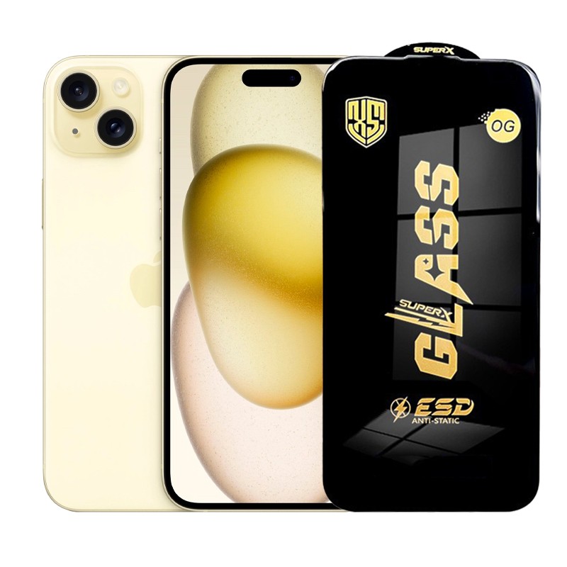 ✨TOATE PRODUSELE✨ - Folie de Protectie pentru iPhone 15 Plus, , Sticla Securizata ESD, Margini Negre, Rezistenta la Zgirieturi, Antistatica, 0.35 mm, Transparenta