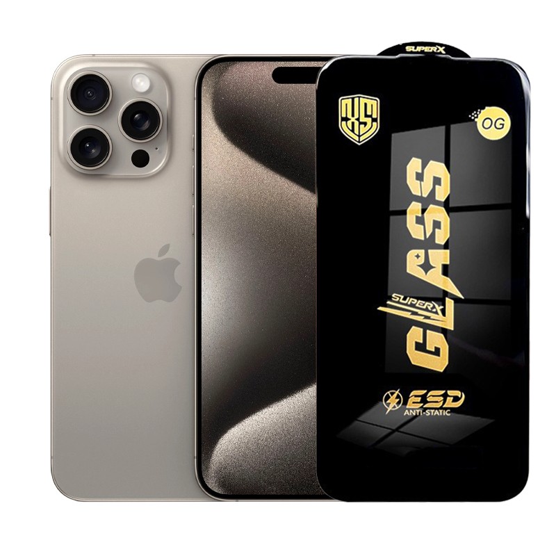 ✨TOATE PRODUSELE✨ - Folie de Protectie pentru iPhone 15 Pro Max, , Sticla Securizata ESD, Margini Negre, Rezistenta la Zgirieturi, Antistatica, 0.35 mm, Transparenta