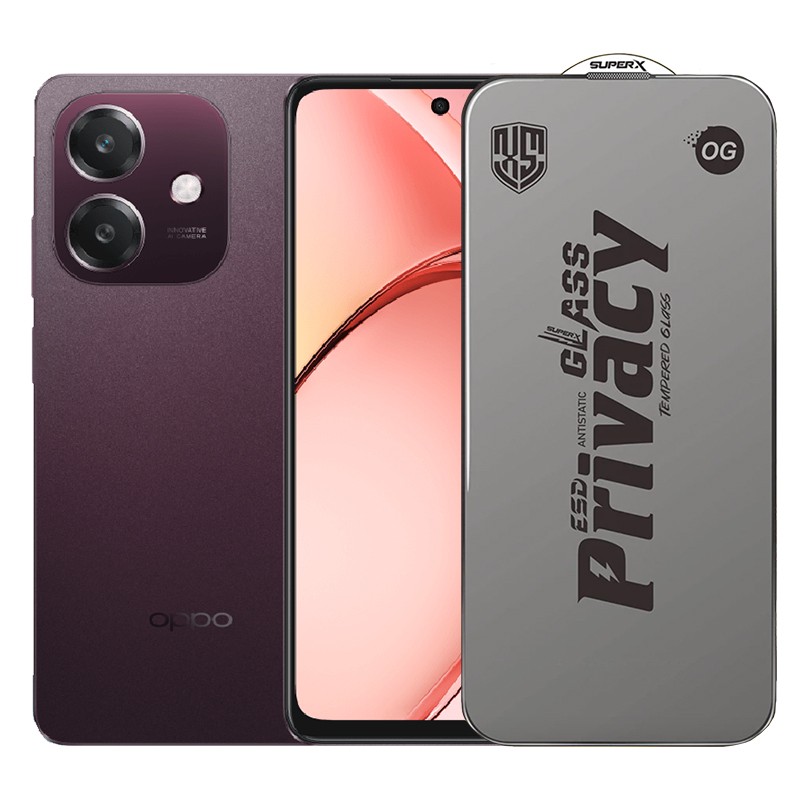 ✨TOATE PRODUSELE✨ - Folie de Protectie pentru Oppo A3, , Sticla Securizata ESD Antistatica, Super-X Privacy OG, Margini Negre, 0.30 mm, Transparent Inchis