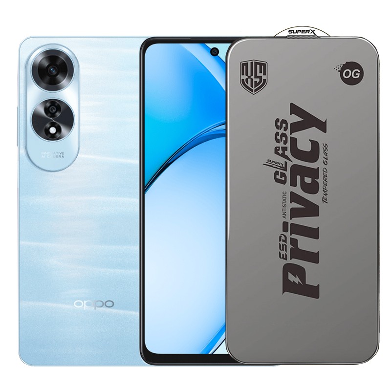 ✨TOATE PRODUSELE✨ - Folie de Protectie pentru Oppo A60, , Sticla Securizata ESD Antistatica, Super-X Privacy OG, Margini Negre, 0.30 mm, Transparent Inchis