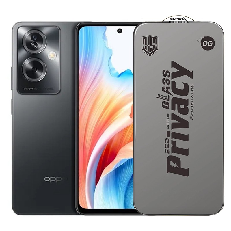 ✨TOATE PRODUSELE✨ - Folie de Protectie pentru Oppo A79, , Sticla Securizata ESD Antistatica, Super-X Privacy OG, Margini Negre, 0.30 mm, Transparent Inchis