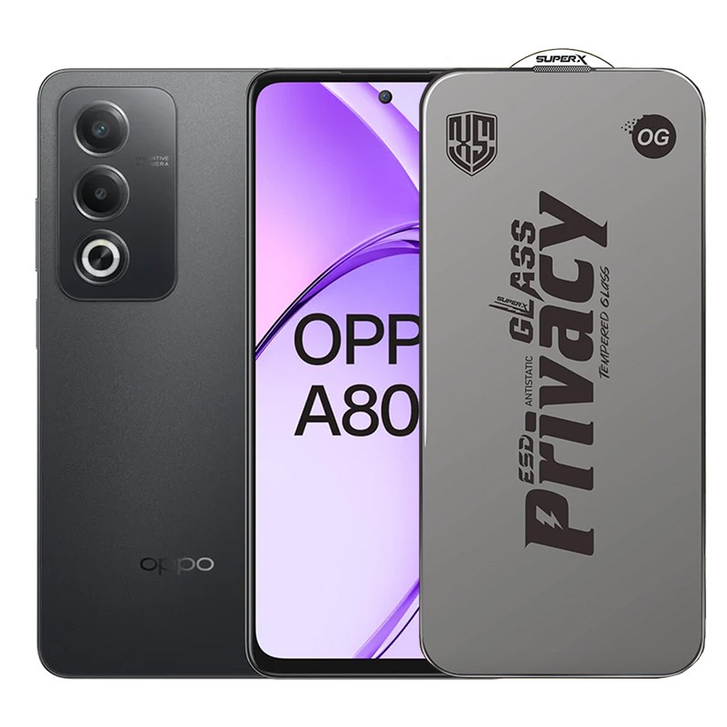 ✨TOATE PRODUSELE✨ - Folie de Protectie pentru Oppo A80, , Sticla Securizata ESD Antistatica, Super-X Privacy OG, Margini Negre, 0.30 mm, Transparent Inchis