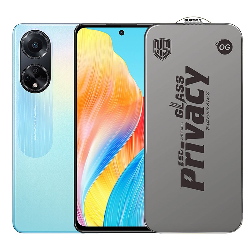 ✨TOATE PRODUSELE✨ - Folie de Protectie pentru Oppo A98, , Sticla Securizata ESD Antistatica, Super-X Privacy OG, Margini Negre, 0.30 mm, Transparent Inchis