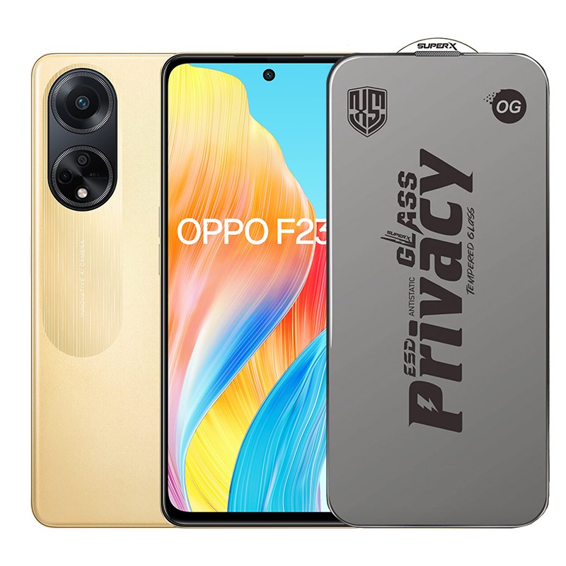 ✨TOATE PRODUSELE✨ - Folie de Protectie pentru Oppo F23, , Sticla Securizata ESD Antistatica, Super-X Privacy OG, Margini Negre, 0.30 mm, Transparent Inchis