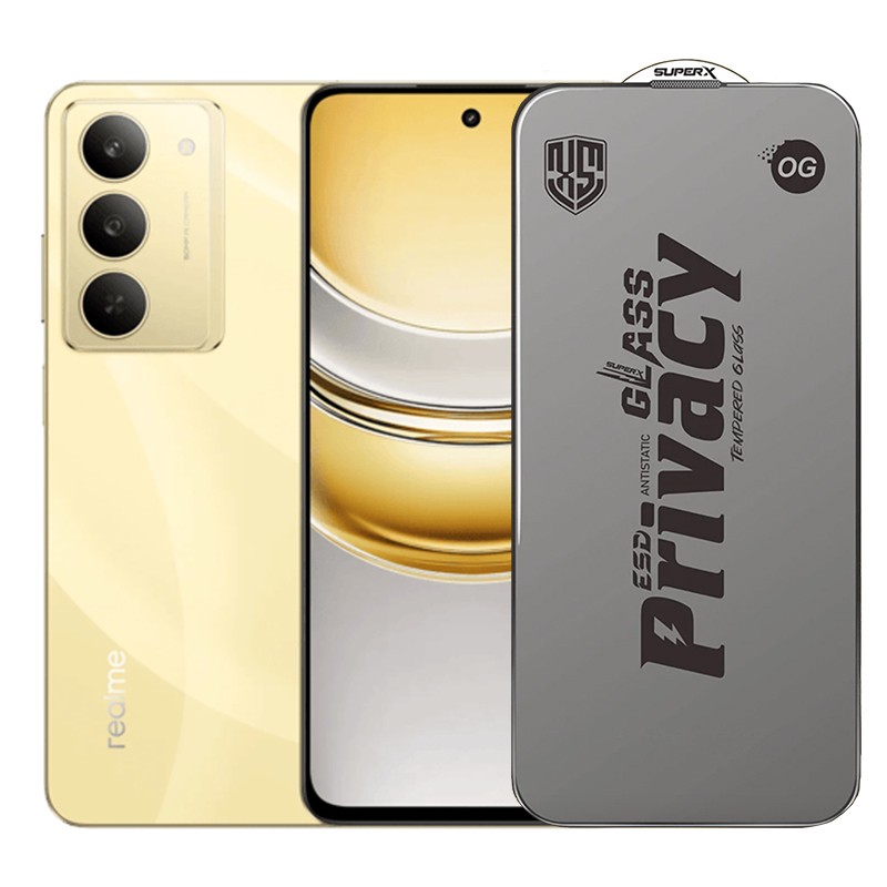 ✨TOATE PRODUSELE✨ - Folie de Protectie pentru Realme 14x, , Sticla Securizata ESD Antistatica, Super-X Privacy OG, Margini Negre, 0.30 mm, Transparent Inchis