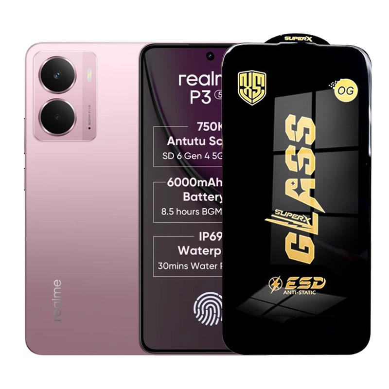 ✨TOATE PRODUSELE✨ - Folie de Protectie pentru Realme P3, , Sticla Securizata ESD, Margini Negre, Rezistenta la Zgirieturi, Antistatica, 0.35 mm, Transparenta