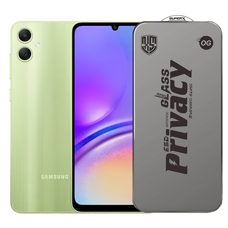 ✨TOATE PRODUSELE✨ - Folie de Protectie pentru Samsung Galaxy A05, , Sticla Securizata ESD Antistatica, Super-X Privacy OG, Margini Negre, 0.30 mm, Transparent Inchis