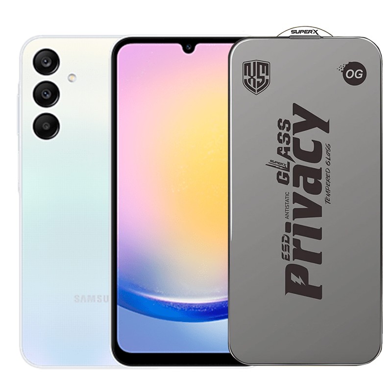 ✨TOATE PRODUSELE✨ - Folie de Protectie pentru Samsung Galaxy A25, , Sticla Securizata ESD Antistatica, Super-X Privacy OG, Margini Negre, 0.30 mm, Transparent Inchis