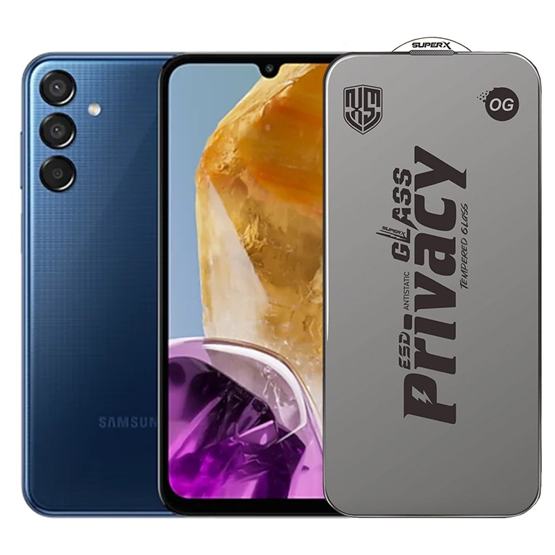 ✨TOATE PRODUSELE✨ - Folie de Protectie pentru Samsung Galaxy M15, , Sticla Securizata ESD Antistatica, Super-X Privacy OG, Margini Negre, 0.30 mm, Transparent Inchis
